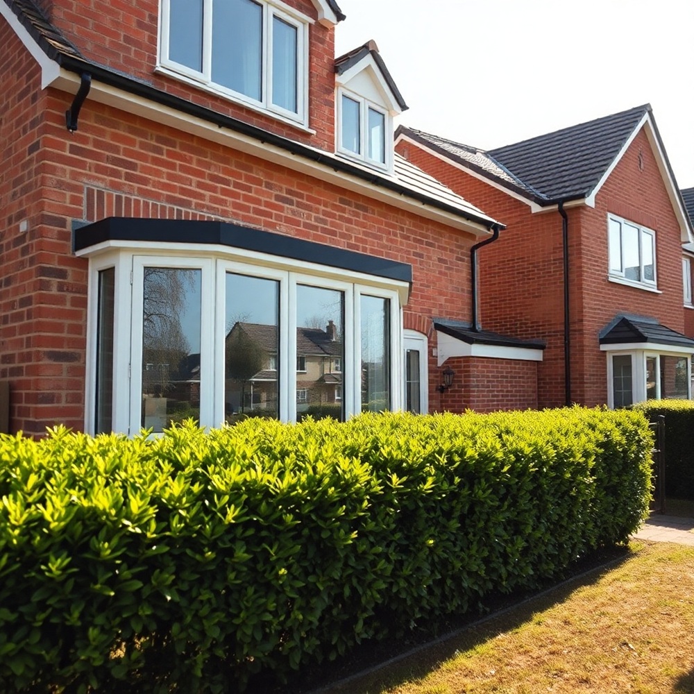 A modern Hertfordshire home with newly installed white uPVC double-glazed casement windows reflecting the suburban neighbourhood.
