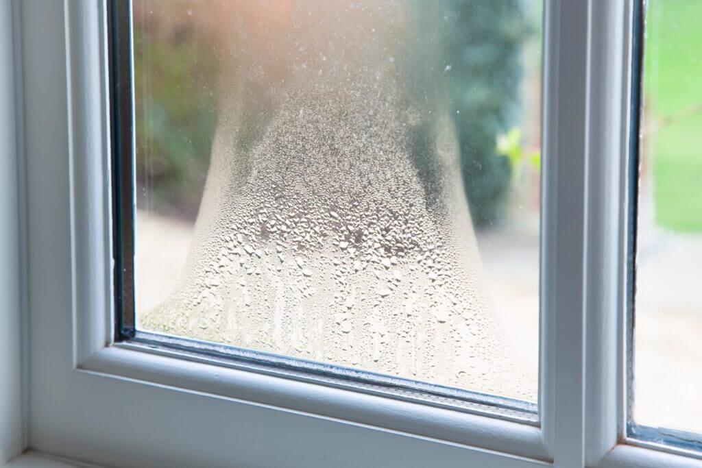 condensation on a white window